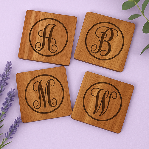 Personalized Wooden Coasters – Custom Engraved with Monogram or Design