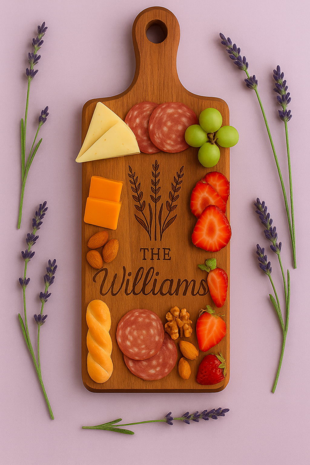 Personalized Narrow Charcuterie Board – Custom Engraved Serving Board